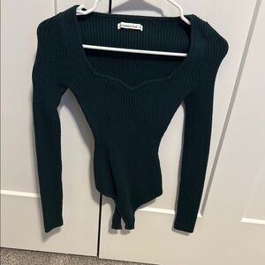 Abercrombie Dark Green Ribbed Sweater Bodysuit